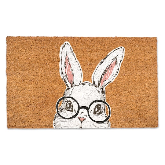 Michaels, Bunny With Glasses 30" x 18" Door Mat – Category: Outdoor Easter Decorations